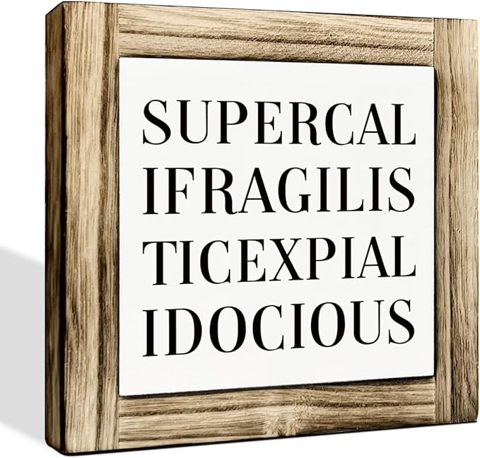 Inspired Wood Signs, Cute Wooden Box Sign, Table Shelf Decoration, Decorative Signs and Plaques, Home Office Decor, Supercalifragilisticexpialidocious Sign, 5.9×5.9 inches