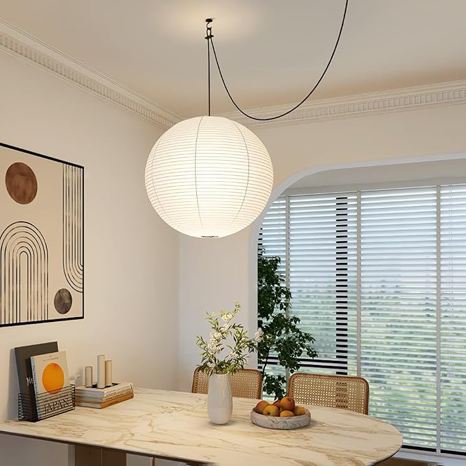 White Round Paper Lanterns-19.68" Large Hanging Paper Lantern Lamp, Chinese/Japanese Paper Lantern Pendant Light for Party Decoration, Wedding, Home Decor Ceiling Lampshade(2 PCS)