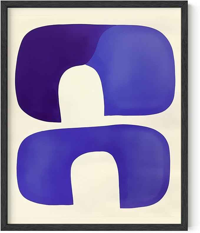 HAUS AND HUES Modern Abstract Wall Art - Blue and Green Living Room Art, Modern Artwork for Walls, Minimalist Picture for Living Room(Blue Tribal Shapes, Unframed, 16x20)