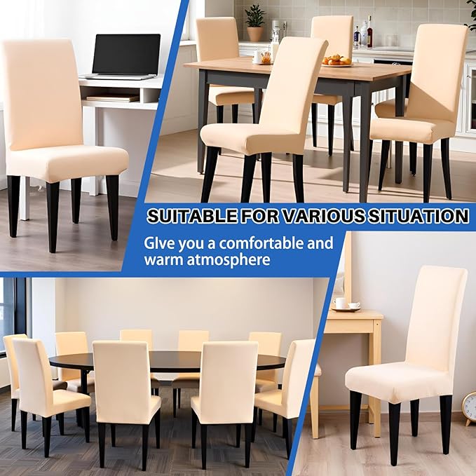 Dioxide High Stretch Chair Covers for Dining Chairs, Removable Washable Dining Chair Covers Set of 8, Soft Seat Covers Chairs Protectors for Home Kitchen Party Hotel Restaurant Banquet