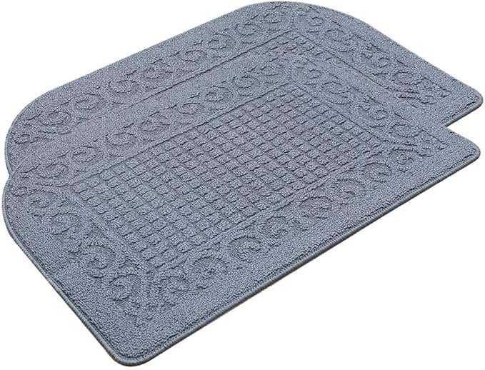 COSY HOMEER 32X20 Inch Anti Fatigue Kitchen Rug Mats are Made of 100% Polypropylene Half Round Rug Cushion Specialized in Anti Slippery and Machine Washable (Grey 2pcs)
