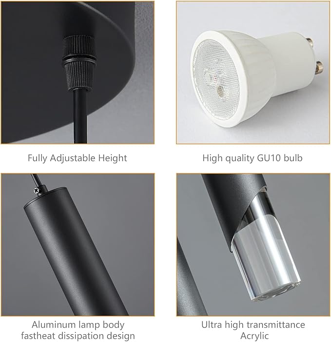 Modern Pendant Light Kitchen Light Fixture Dimmable LED Black Mini Pendant Lights Dinning Room Black Pendant Lighting for Kitchen Island Bedroom (2-Light)…