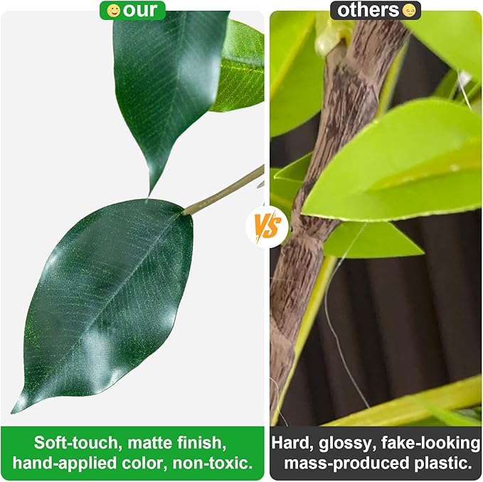 6FT Artificial Ficus Trees Indoor Faux Trees Indoor Fake Floor Plants Tall Artificial Tree with White Pot Faux Tree Fake Indoor Tree Silk Plants Artificial Trees for Home Decor Indoor