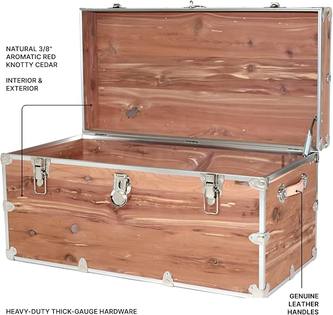 Rhino Trunk & Case Knotty Cedar Chest – XXL Storage Box, Coffee Table, End of Bed Trunk or Entryway Storage Bench – 36"x18"x18" USA-Made, Furniture Grade, Heirloom Aesthetic – Strong and Secure
