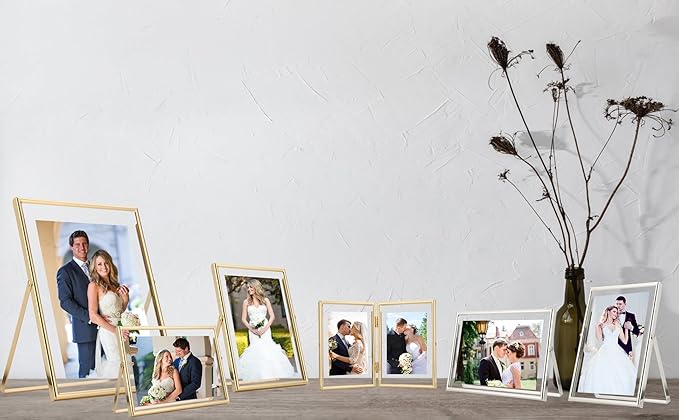 Silver 5x7 Floating Picture Frames Adjustable for (3.5x5 & 4x6) Photos Elegant Tabletop/Shelf Display Picture Frames,Classy Wedding,Thanksgiving,Christmas for Home & Office Decor