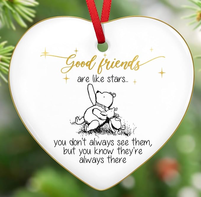GEEMBI Christmas Friend Gifts for Women Men – Gold-Trimmed Ceramic Friends Christmas Ornaments 2025 – Soul Sister BFF Bestie Friendship Gifts for Women, Friends Ornament for Tree, Sisters Ornament
