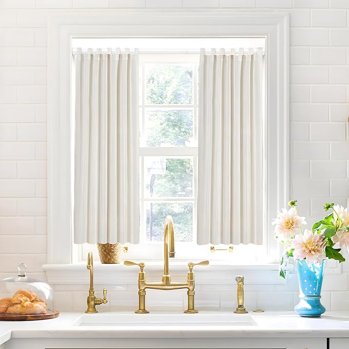 2 Pack Tension Curtain Rod 30 to 64 Inch White Curtain Rod Adjustable Expandable Spring Tension Curtain Rod No Drilling 7/8" Spring Loaded Curtain Rods for Windows Bedroom Closet Doorway Door