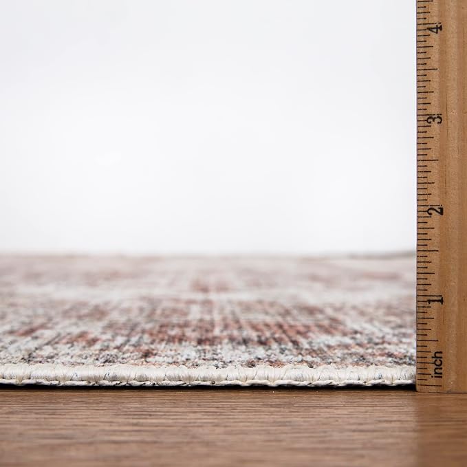 Bloom Rugs Washable Non-Slip 12 ft Runner - Ivory/Blush Traditional Runner for Entryway, Hallway, Bathroom, and Kitchen - Exact Size: 2.5' x 12'