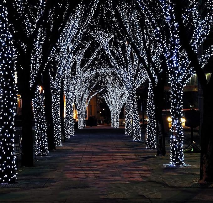 Christmas Tree String Lights Bright White - 320 LEDs 115ft/35m 8 Modes End-to-End Plug in Indoor/Outdoor Waterproof Decorative Fairy Twinkle Xmas Lights for Wedding/Room/Patio/New Year/Home - Cool