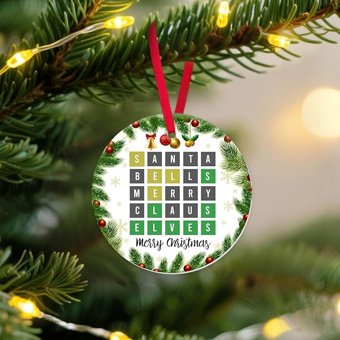 Wordle Chrismas Ornament - Funny Word Board Game Xmas Gifts for Gamers, Puzzle Challenge Lovers, Holiday Decoration 2025
