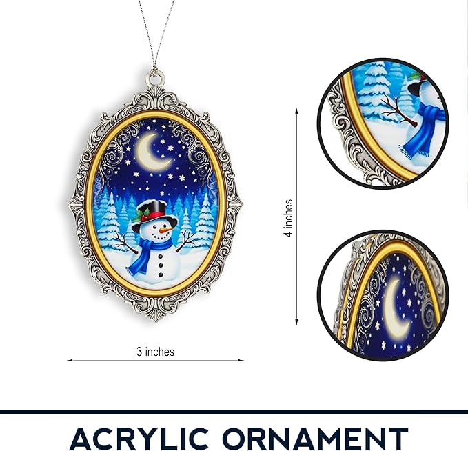 Snowman Christmas Ornaments 2025, Cute Snowman Ornament, Vintage Winter Wonderland Decor, Xmas Ornaments Gift for Boss, Coworker, Family, Friends, Christmas Decorations for Window Hanging, Car Hanging