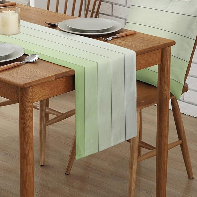 Vandarllin Table Runners Small 13X36 Inches Pastel Green,Cotton Linen Farmhouse Retro Rustic Barn Wood Texture Tablecloths Non-Slip Party Table Decorations for Kitchen,Home,Dining,Outdoor,
