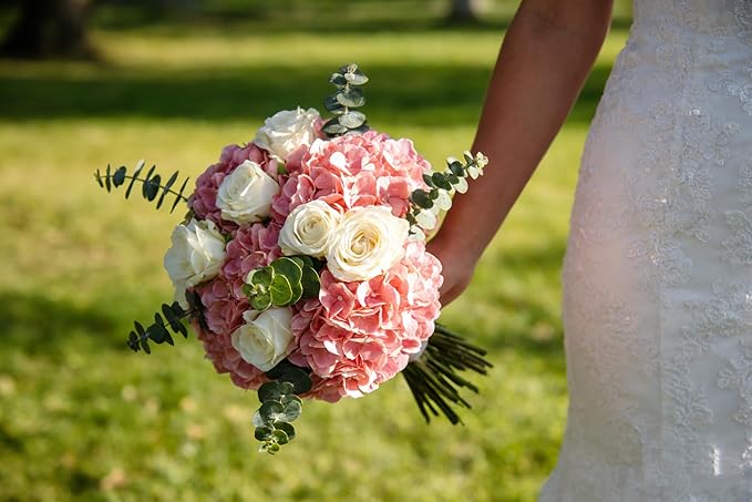 Kimura's Cabin 2Bouquets Fake Hydrangea Flowers Vintage Artificial Silk Hydrangeas Flower 10Heads Faux Floral for Home Table Centerpieces Wedding Party Decoration(Watermelon Pink)