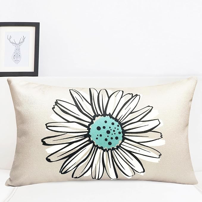 Decorative Throw Pillow Covers Set of 4 Teal Pillow Covers 12x20 inch Throw Pillow Cases Linen Square Pillow Case,Farmhouse Outdoor Modern Boho Pillow Covers for Couch Sofa Living Room