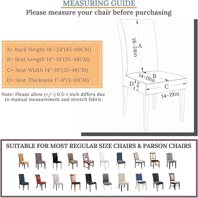 Stretch Chair Covers Slipcovers Set of 4 Printed Stretchable Dining Chair Slipcover Washable Removable for Kitchen,Hotel,Restaurant