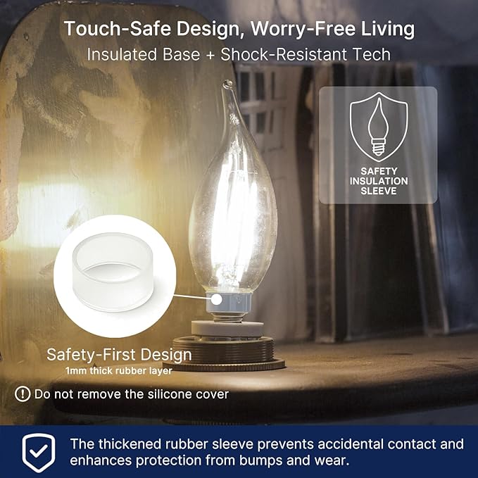 FLSNT LED Candelabra Light Bulbs, CA11 E12 Chandelier LED Light Bulbs 100W Equivalent, 5000K Daylight, 800LM, 5.5W, CRI 82+, AC 120V, 12 Pack, Dimmable UL,CA65 Listed.