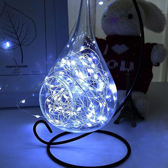 Sanniu Fairy Lights Battery Operated, 4 Packs Mini Battery Powered Copper Wire Starry String Lights for Christmas,Bedroom, Parties,Wedding,Indoor,Home Decoration (5m/16ft Cool White)