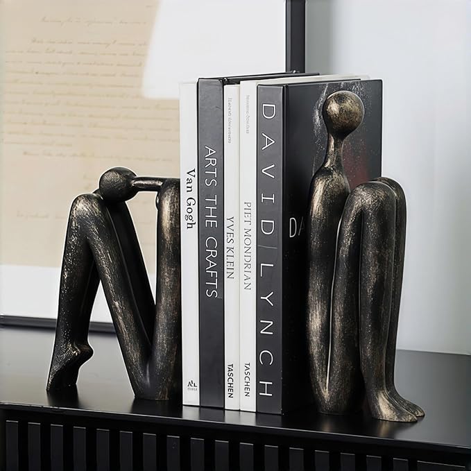 Book Ends,Resin Non Skid Bookends for Heavy Books,Bookends for Shelves Decorative,Creative Shelf Decorations to Hold Books for Home,Office Desk,Bookshelf,Study，1Pair/2Piece 11''