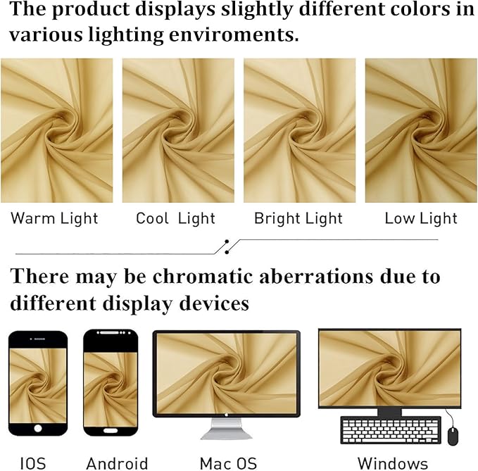 Lecloud Gold Sheer Curtains 78 Inches Long 2 Panels, Breathable Solid Voile Light Filtering Curtain, Lightweight Home Decor Drapes with Rod Pocket for Bedroom Living Room, Each 42" W x 78" L