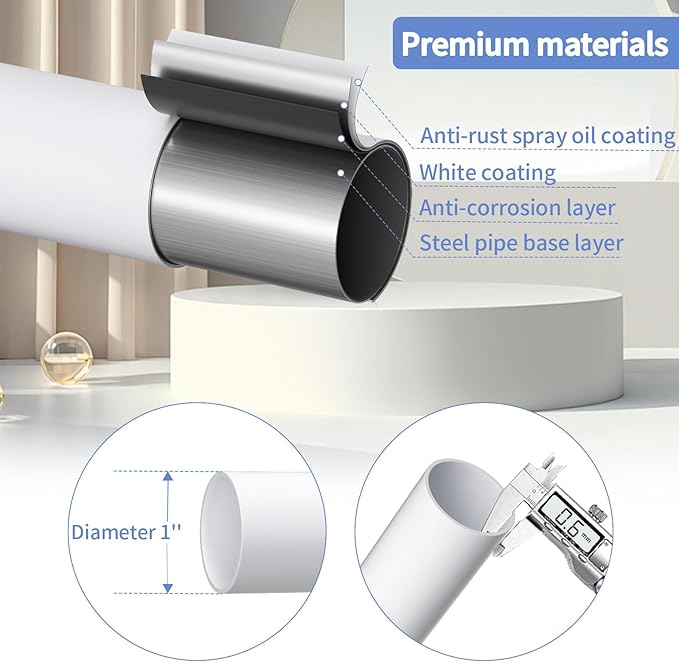 White Blackout Curtain Rod for Windows 28 to 48 Inches, Wrap Around Drapery Rod, Heavy Duty Curtain Rods for Darkening, Modern Decorative Rods Treatment, White