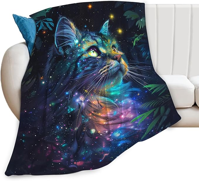Tijuboni Cat Throw Blanket Cat Gifts for Girls Boys Women Men Kids Adults Soft Flannel Fleece Blanket for Couch Sofa Bed Home Decor 50"x60"
