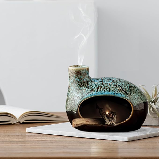 Handcrafted Ceramic Palo Santo Holder – Artistic Incense Burner for Meditation, Mindfulness & Zen Home Decor – Wabi-Sabi Style Cone Sculpture, Gift for Yoga, Relaxation & Aromatherapy