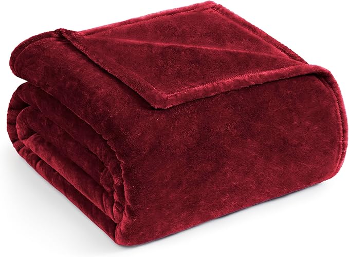 Casa Platino Twin Blanket – Dark Red Fleece Flannel Blanket 60x80 – Lightweight & Soft Blanket for Bed, Couch or Travel – Warm All Season Use