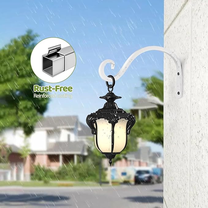 BOLITE Plant Hangers Outdoor Indoor, 8 Inch Wall Plant Hooks, Metal Bird Feeder Hanger for Hummingbird Feeders, Planters, Lanterns, Wind Chimes, Home Decor, 2 Pack, White, Gifts for Women Men