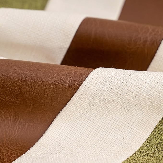 Yangest Patchwork Pillow Cover 20x20 Inch Luxury Cotton and Linen Cushion Cover Faux Leather Pillowcover for Couch Bedroom Living Room, Green