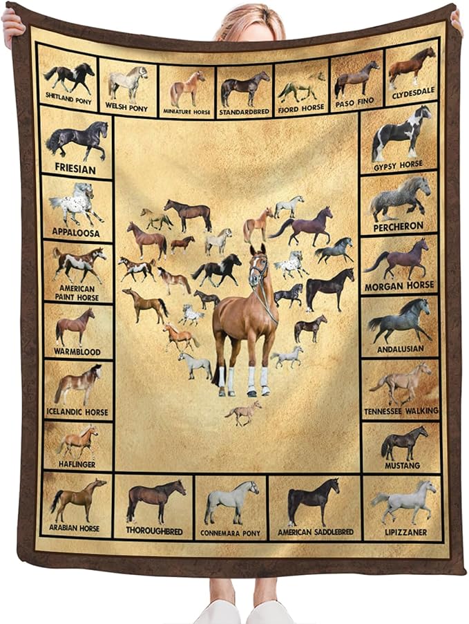Tijuboni Horses Throw Blanket Horse Gifts for Girls Boys Women Men Kids Adults Soft Flannel Fleece Blanket for Couch Sofa Bed Home Decor 50"x60"