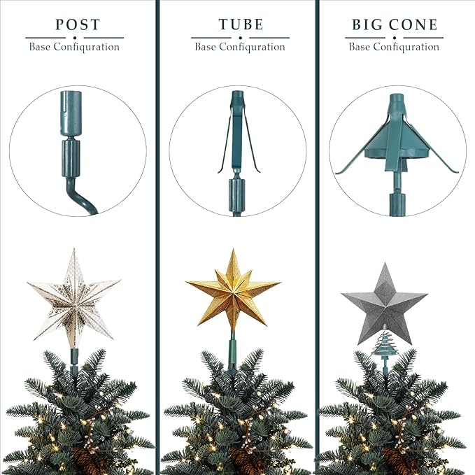 Upgraded Christmas Tree Topper Holder, Universal Twist-on Tree Topper Stabilizer with Adjustable Attachment for Stabilizing Treetop Ornaments, Fits Most Treetops Types