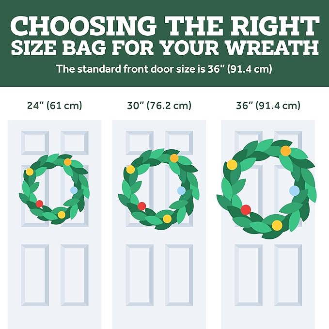 ZOBER 2 Pack Christmas Wreath Storage Container 30 Inch - Wreath Bag for Artificial Wreaths Box - Dual Zippered Wreaths Storage Bag with Durable Stitch Reinforced Handles - Red