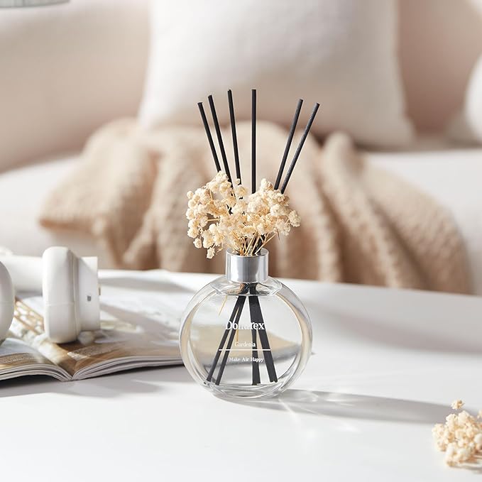 Flower Reed Diffuser Set 5.07oz Gardenia Scent Diffuser with Sticks Home Fragrance Reed Diffuser for Bathroom Shelf Decor