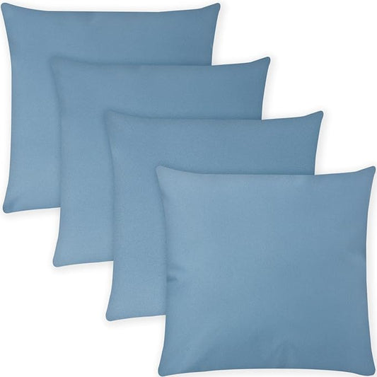 Covers & All Premium Square Throw Pillow Inserts with Covers Set of 4, 28 x 28 Inches Sky Blue, Decorative Cushions for Couch Sofa Home Decor Office Travel UV Resistant Waterproof Soft Cushions