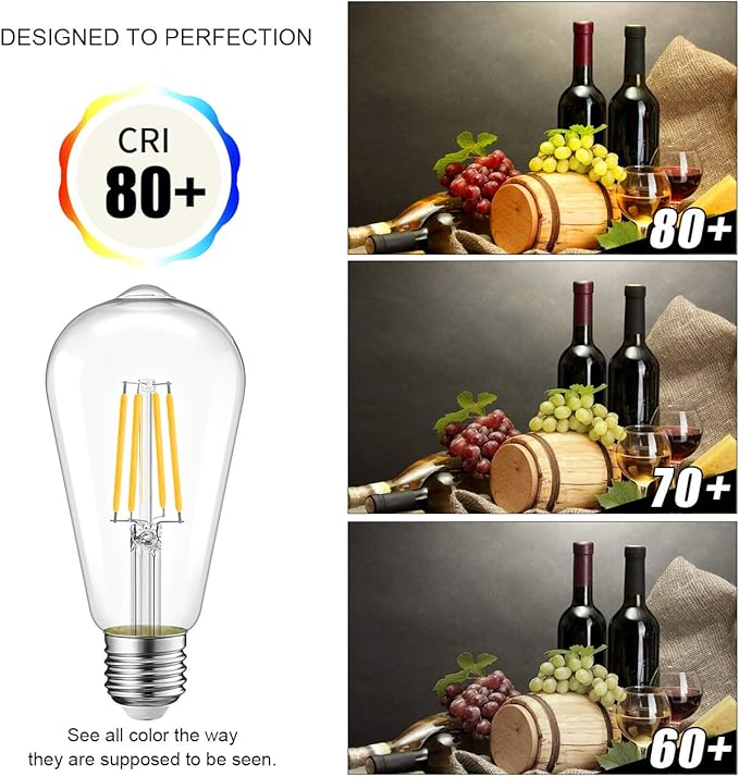 LVWIT ST21 LED Filament Bulb 5W(40 Watt Equivalent) Dimmable 2700K Warm White Vintage Edison Light Bulb E26 Medium Base (6-Pack) (5W-Warm White)