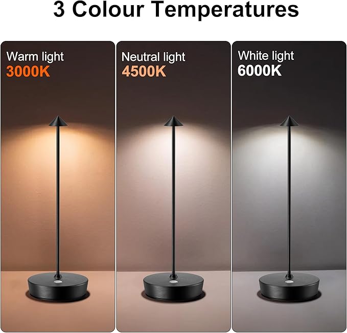 SAKRINGT 2 Pack Cordless Table Lamps Rechargeable, 6000mAh Battery Operated Waterproof Stepless Dimming Modern Portable LED Table Light for Restaurant Dining Patio Outdoor