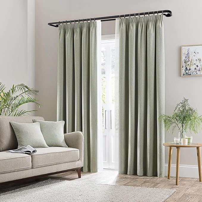 Double Curtain Rods 32 to 115 Inches, HOTOZON Blackout Double Curtain Rods for Windows 83 to 111 Inches (6.9-9.25 ft), 6/8 Inches Wrap Around Room Darkening Telescoping Drapery Rod, Black