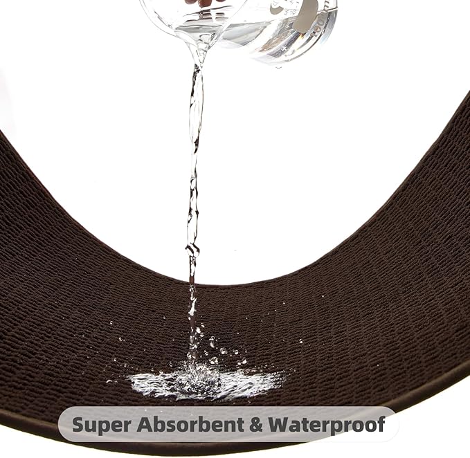 Bathroom Runner Rugs, Long Bath Mat Runner Washable Thin Quick Dry Low Pile Bathroom Runner Rugs Non Slip, Brown 16"x60"