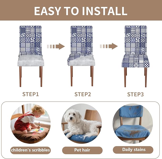 Stretch Dining Chair Covers Set of 4,Floral Print Chair Covers,Soft Removable Washable,Pet Friendly Furniture Protector,Universal Chair Slipcovers for Home, Kitchen,Ceremony Dining Room Seat