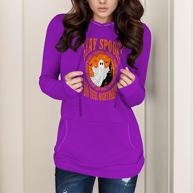 Halloween Womens Pullover Sweatshirts Trendy Drawstring Fall Sweatshirt Halloween Best Gift For Wife And Daughter
