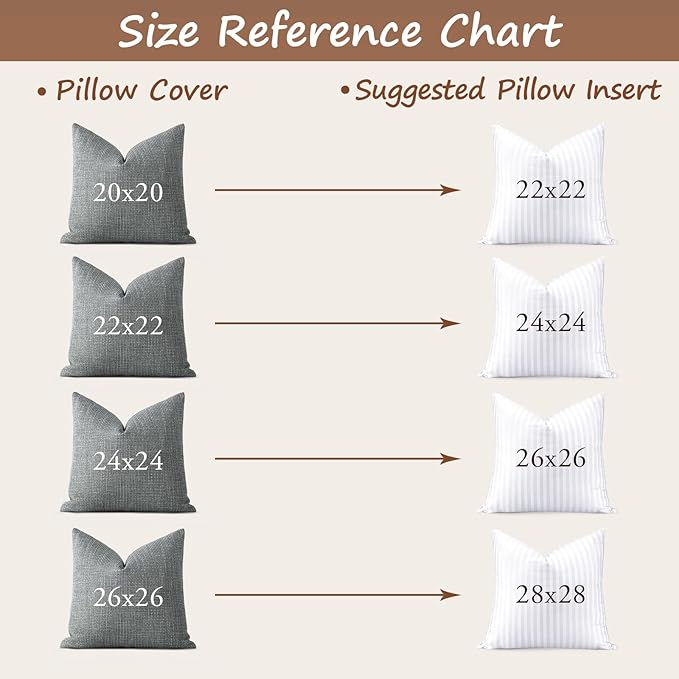 Artscope Synthetic Down Pillow Insert, 24x24 Down Alternative Throw Pillow Insert. Ultra Soft Fluffy Sleeping Pillow with 100% Cotton Cover, Decorative Pillows-Striped