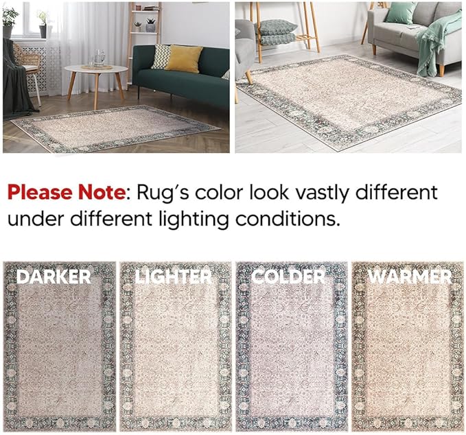 Keen Home Design 2x12 Rug - Machine Washable Runner Rug with Non-Slip Backing, Ideal for Hallway, Entryway, Kitchen, Laundry Room - Vintage, Easy Clean, Durable, Low Pile - (2'6" x 12')