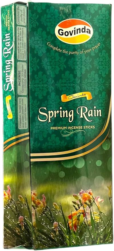 Govinda Incense - 120 Incense Sticks, Premium Incense, Masala Coated (Spring Rain)