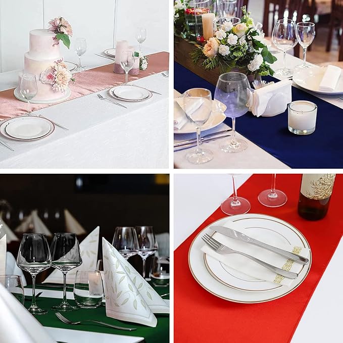 6 Pack Rose Gold Table Runners, Satin Table Runner 12x108 Inches Long, Silk and Smooth Fabric Table Runner for Wedding, Parties, Banquets Decoration