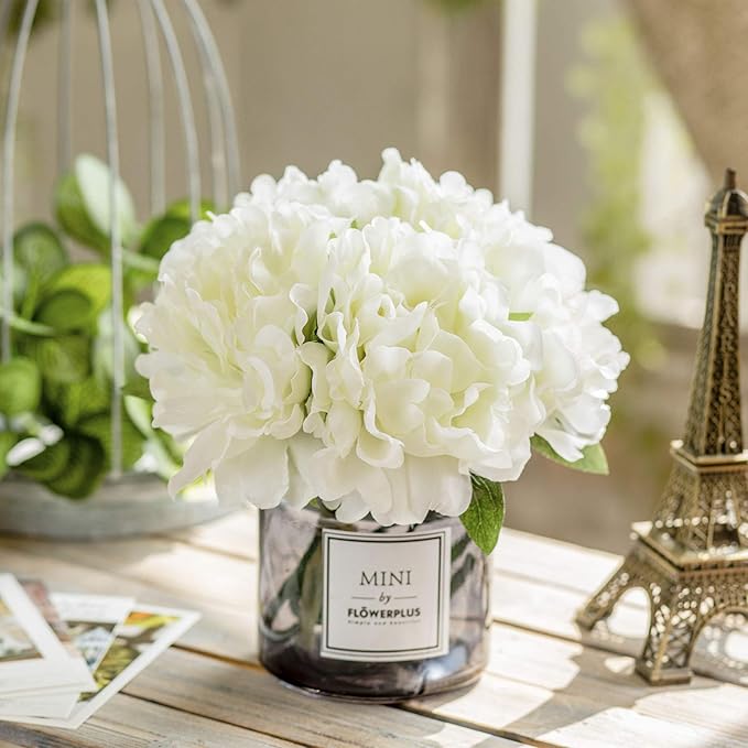Artificial Hydrangea and Glass vase Decoration, Ins Style Artificial Flower Glass Bottle Set