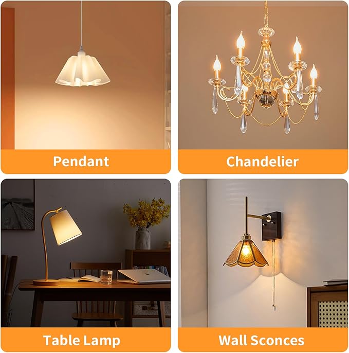 Dimmable E12 Candelabra LED Light Bulbs, CA11 60 Watt Equivalent 2700K Soft Warm White Chandelier Light Bulbs for Bedroom, 500LM 5.5W Efficient, 12-Pack