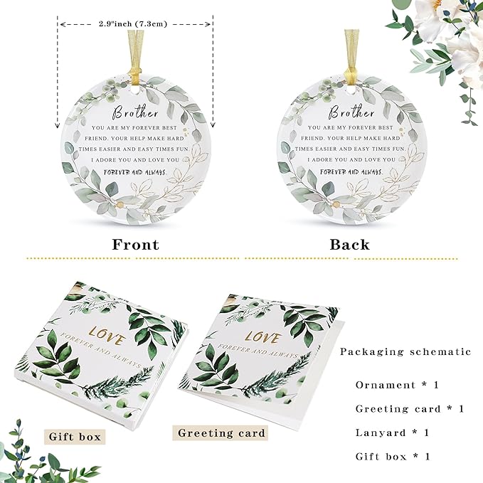 SIABERTERL Best Christmas Ornament Gifts for Friends and Family, 2025 Memorial Incentive Gift with Gift Box for Dear Brothers