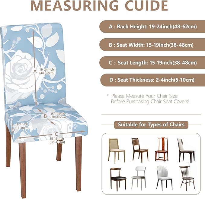 Stretch Dining Chair Covers Set of 2,Floral Print Chair Covers,Soft Removable Washable,Pet Friendly Furniture Protector,Universal Chair Slipcovers for Home, Kitchen,Ceremony Dining Room Seat