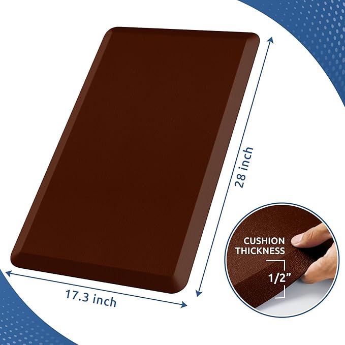 KitchenClouds Kitchen Mat Cushioned Anti Fatigue Rug 17.3"x28" Waterproof, Non Slip, Standing and Comfort Desk/Floor Mats for House Sink Office (Coffee)