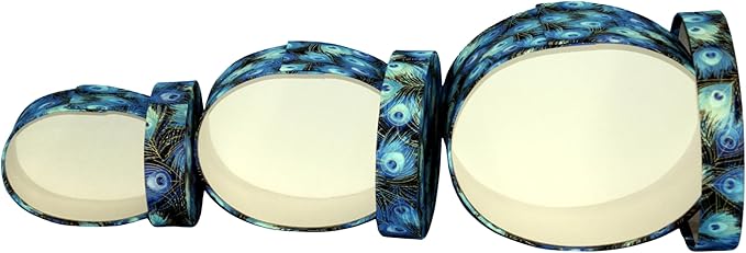 Sarah's Hat Boxes – Peacock Feathers Decorative Gift Box Set of 3 | Elegant Reusable Storage Boxes for Gifts, Keepsakes, Jewelry, or Special Items | Unique Printed Design